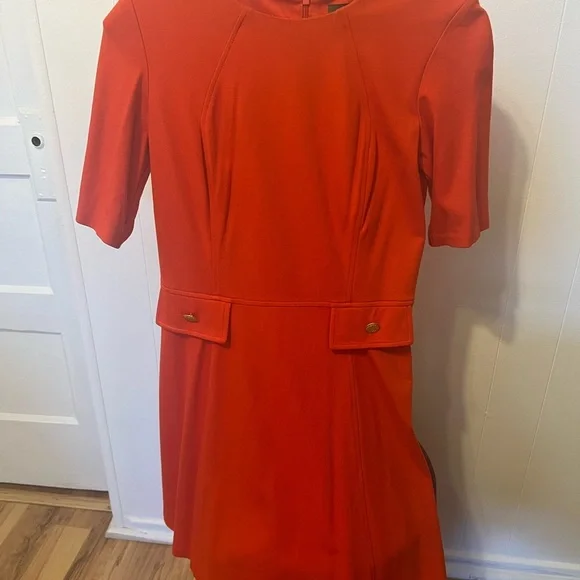 Vince Camuto Red Vintage Style Short Sleeve A-Line Dress - Picture 8 of 8
